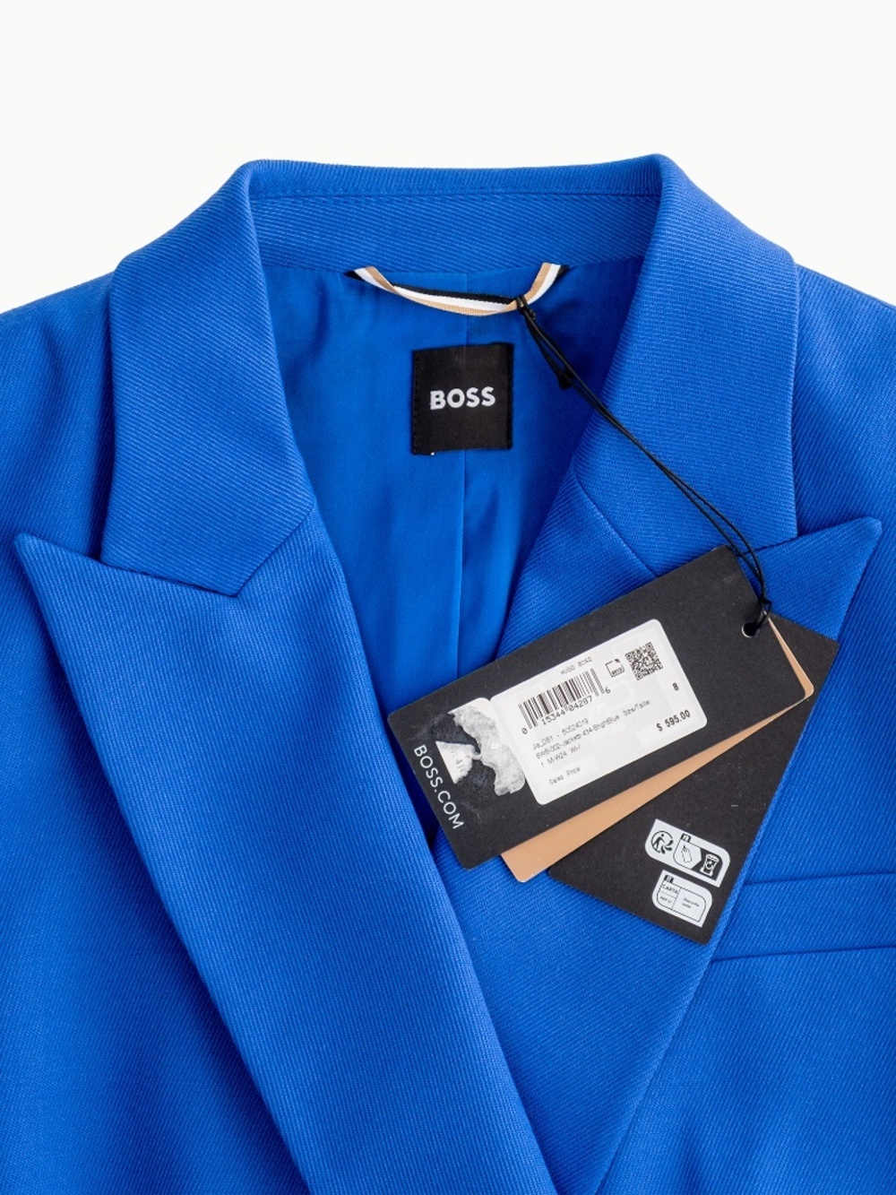 NWT BOSS Jia Wrap Front One-button Wool Women's Blazer Blue $595 - Size 8 - Picture 9 of 13